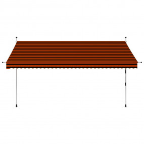Retractable Awning Orange and brown Polyester with PU c...