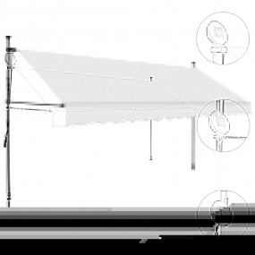 Retractable Awning Cream Polyester with PU coating, Ste...