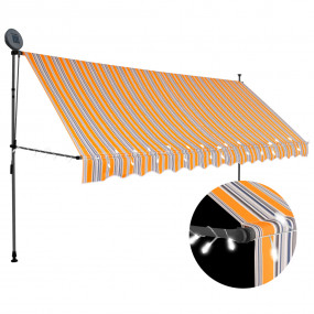 Retractable Awning Yellow and Blue Polyester with PU co...