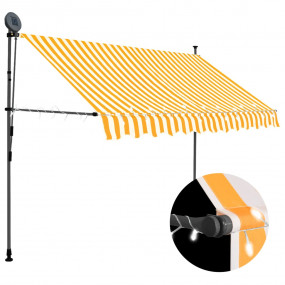 Retractable Awning White and Orange Polyester with PU c...