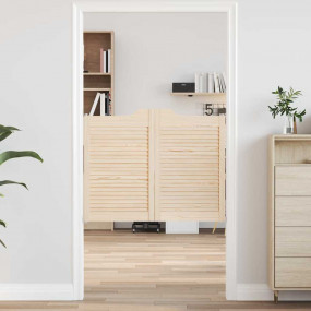 Swing Doors Louvred Design 2-Pair 31.5x39.4" Solid Wood...