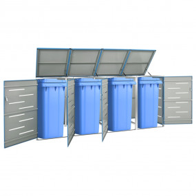 Quadruple Wheelie Bin Shed 108.9x30.5x44.3" Stainless S...