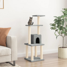 Cat Tree Light Grey Engineered wood, plush, sisal Mediu...