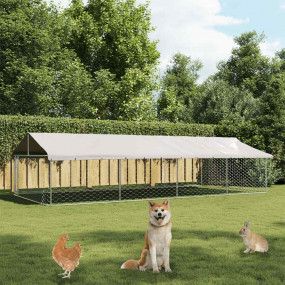 Dog Kennel Silver Galvanized Steel Large Dog Kennel Rec...