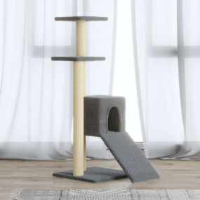Cat Tree Light grey Engineered wood, plush, sisal Mediu...