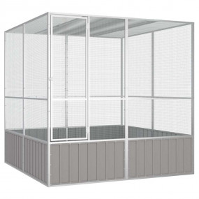 Bird Cage Grey Galvanized Steel Large Bird Cage Rectang...