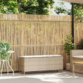 Patio Bench with Cushion Beige 43.3x11.8x15.9" Poly Rat...