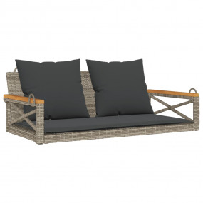 Swing Bench with Cushions Grey 42.9x24.4x15.7" Poly Rat...