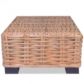Coffee Table Brown Natural rattan, Mahogany wood 17.7x1...