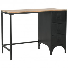 Single Pedestal Desk Black and natural wood Solid firwo...