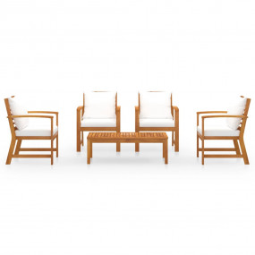 Garden Lounge Set Cream and Natural Wood