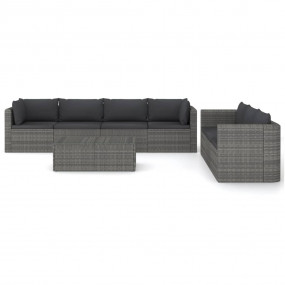 Garden Lounge Set Grey PE Rattan, Powder-Coated Steel, ...