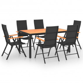 Dining Set Black and Brown PE Rattan, WPC, Aluminum Med...