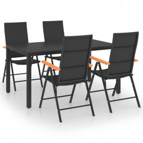 Dining Set Black and Brown PE rattan, WPC, Aluminum Sta...