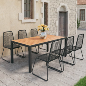 Dining Set Black and Brown WPC, aluminum, PVC rattan, s...
