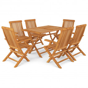 Garden Dining Set Warm Teak Solid Teak Wood Medium Fold...