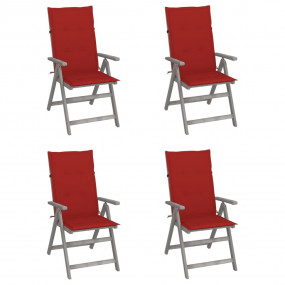 Garden Chair Set of 4 Grey Solid acacia wood Medium