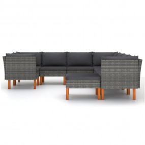 Garden Lounge Set Grey PE rattan Large Modular