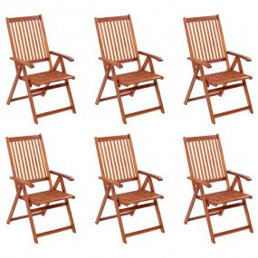 Garden Chair Set of 6 Brown Solid Acacia Wood Standard ...