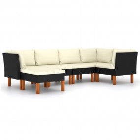 Garden Lounge Set Black, Cream White