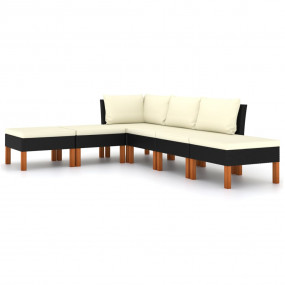 Garden Lounge Set Black, Cream White