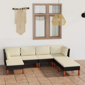 Garden Lounge Set Black, Cream White