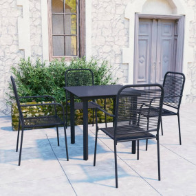 Garden Dining Set Black Powder-coated steel, glass, cot...