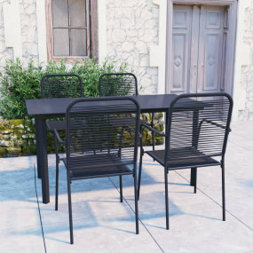 Garden Dining Set Black Powder-coated steel, glass, cot...