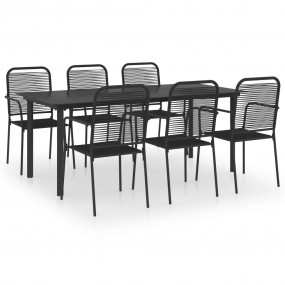 Garden Dining Set Black Powder-coated steel, glass, cot...