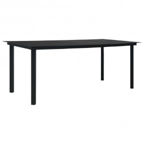 Garden Dining Set Black Powder-coated steel, glass, cot...
