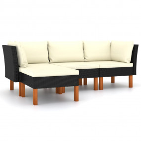 Garden Lounge Set Black and Cream White
