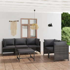 Garden Lounge Set Grey PE (polyethylene) rattan, powder...