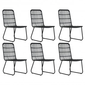 Dining Set Black Poly rattan, powder-coated steel, glas...