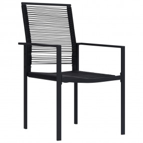 Dining Set Black Glass, Powder-coated steel, PVC hollow...