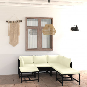Garden Lounge Set Black, Cream White