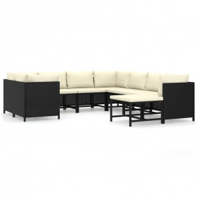 Garden Lounge Set Black, Cream White