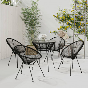 Dining Set Black and Transparent