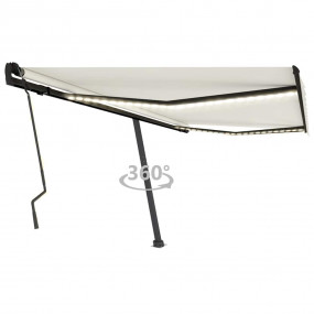 Retractable Awning Cream Powder-coated aluminum, Polyes...