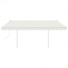 Retractable Awning Cream Powder-coated aluminum Large R...