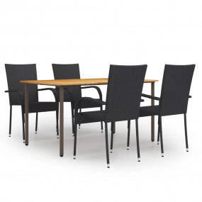 Dining Set Black, Natural