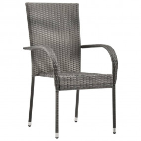 Dining Set Grey Solid Acacia Wood Medium Stackable
