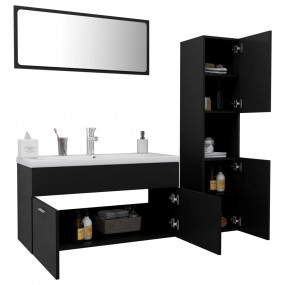 Bathroom Furniture Set Black Engineered wood Medium