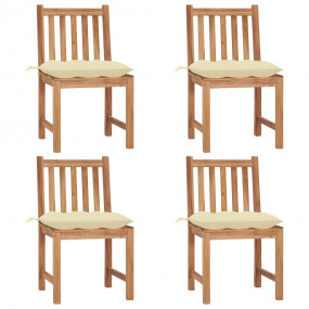 Patio Chair Set of 4 Natural Teak Solid Teak Wood, 100%...