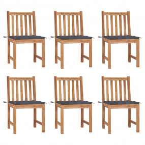 Garden Chair Set of 6 Teak Teak wood, Polyester Standar...