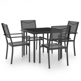 Outdoor Dining Set Black and Anthracite