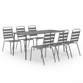 Dining Set Dark gray Steel with e-coated and powder-coa...