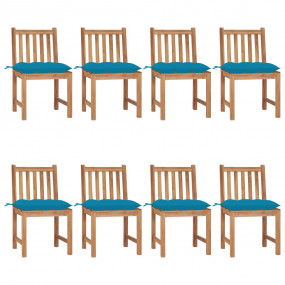Patio Chair Set of 8 Natural Teak Solid Teak Wood Stand...
