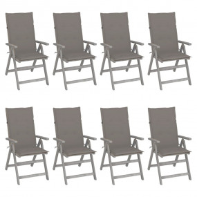 Garden Chair Set of 8 Grey Solid acacia wood Standard F...