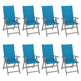 Garden Chair Set of 8 Grey Solid Acacia wood Standard F...