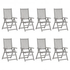 Garden Chair Set of 8 Grey Solid Acacia wood Standard F...